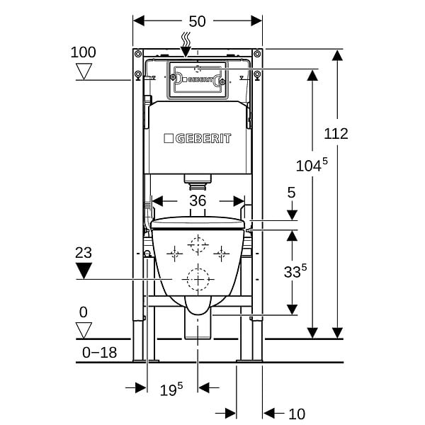 GEBERIT - Pack WC suspendu auto-portant - G-700 V² TurboFlush - Blanc - large