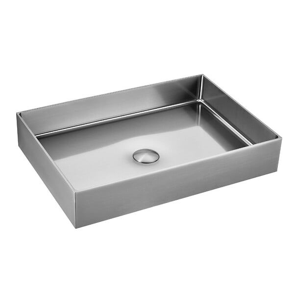 CERAMIA - Timeless Vasque à poser en Acier inoxydable 304, 55x38x10cm sans trop-plein + Bonde, Chrome brossé - large