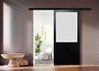 GD MENUISERIES - Porte Coulissante Athena Noir Vitrée H204 x L93 cm, Rail alu Bandeau Noir - vignette