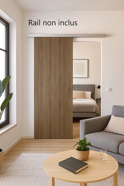 GD MENUISERIES - Porte Coulissante Décor Noyer Light Walnut H204 x L73 cm - large