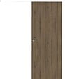GD MENUISERIES - Porte Coulissante Décor Noyer Light Walnut H204 x L93 cm, Rail alu Bandeau Blanc, Coquilles - vignette