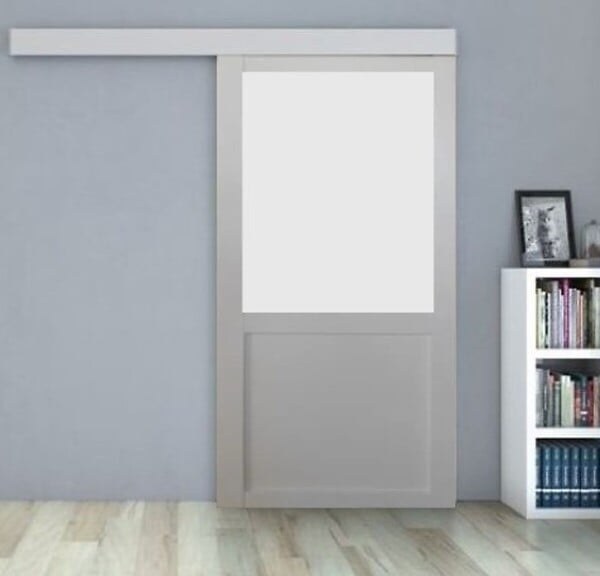 GD MENUISERIES - Porte Coulissante Athena Blanc H204 x L93 cm, Rail Alu - large