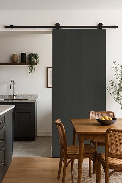 GD MENUISERIES - Porte Coulissante Effet Chêne Anthracite Grey Oak H204 x L83 cm, Rail roulettes - large