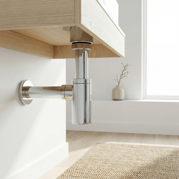 ALCA - Siphon de lavabo universel design 100% métal chromé (A400) - large