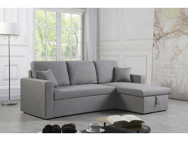 HABITAT ET JARDIN - Canapé d'angle convertible/ réversible avec coffre "Alain II" - 3 places - Gris clair - large