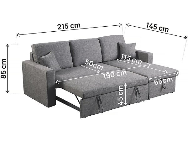HABITAT ET JARDIN - Canapé d'angle convertible/ réversible avec coffre "Alain II" - 3 places - Gris clair - large