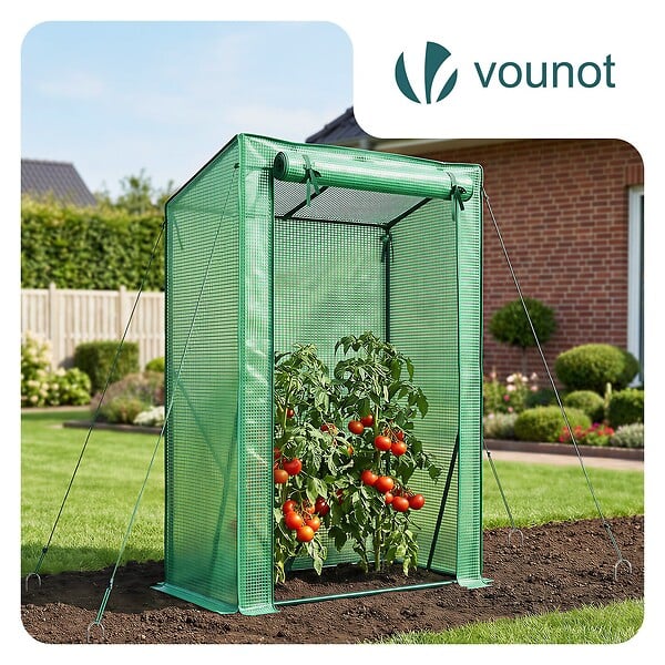 VOUNOT - Serre de jardin Serre tomates avec grande porte enroulable bache PE renforcee 135g/m2 100x50x150cm Vert - large