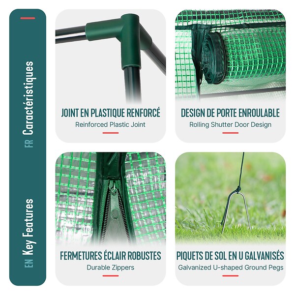 VOUNOT - Serre de jardin Serre tomates avec grande porte enroulable bache PE renforcee 135g/m2 100x50x150cm Vert - large