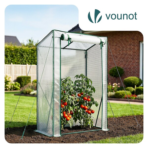 VOUNOT - Serre de jardin Serre tomates avec grande porte enroulable bache PE renforcee 135g/m2 100x50x150cm Blanc - large