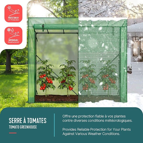 VOUNOT - Serre de jardin Serre tomates avec porte et fenetres moustiquaire bache PE renforcee 135g/m2 200x77x170cm Vert - large