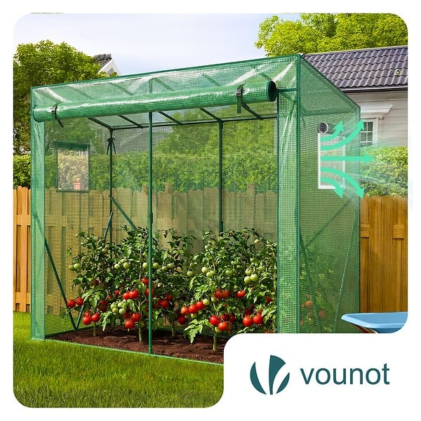 VOUNOT - Serre de jardin Serre tomates avec porte et fenetres moustiquaire bache PE renforcee 135g/m2 200x77x170cm Vert - large