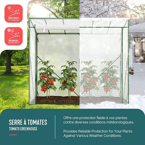 VOUNOT - Serre de jardin Serre tomates avec porte et fenetres moustiquaire bache PE renforcee 135g/m2 200x77x170cm Blanc - large