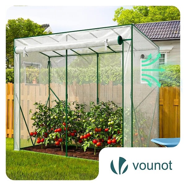 VOUNOT - Serre de jardin Serre tomates avec porte et fenetres moustiquaire bache PE renforcee 135g/m2 200x77x170cm Blanc - large