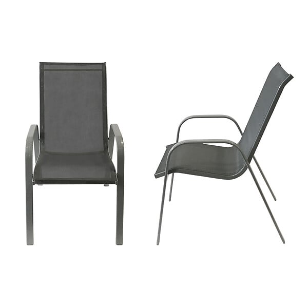 HAPPY GARDEN - Lot de 8 chaises MARBELLA en textilène gris - aluminium gris - large