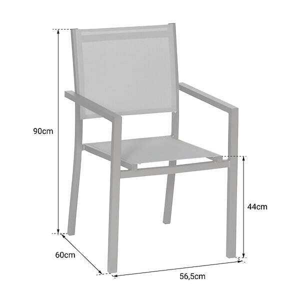 HAPPY GARDEN - Lot de 10 chaises en aluminium taupe - textilène taupe - large