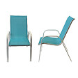 HAPPY GARDEN - Lot de 8 chaises MARBELLA en textilène bleu - aluminium blanc - vignette