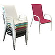 HAPPY GARDEN - Lot de 6 chaises MARBELLA en textilène rose - aluminium blanc - vignette