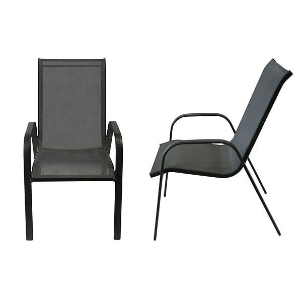 HAPPY GARDEN - Lot de 8 chaises MARBELLA en textilène gris - aluminium gris anthracite - large