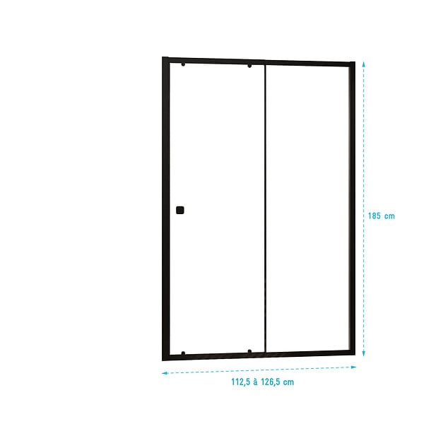 AURLANE - Porte de douche coulissante Noir 120x185cm - Extensible de 112.5 à 126.5 cm - BLACK SLIDE 120 - large