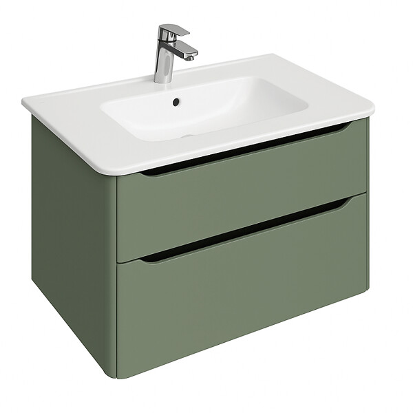 VITRA - Meuble vasque suspendu VitrA Sento Round 120cm Vert mat + Colonne version droite - large