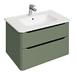 VITRA - Meuble vasque suspendu VitrA Sento Round 120cm Vert mat + Colonne version droite - vignette