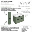 VITRA - Meuble vasque suspendu VitrA Sento Round 80cm Vert mat + Colonne version droite - vignette