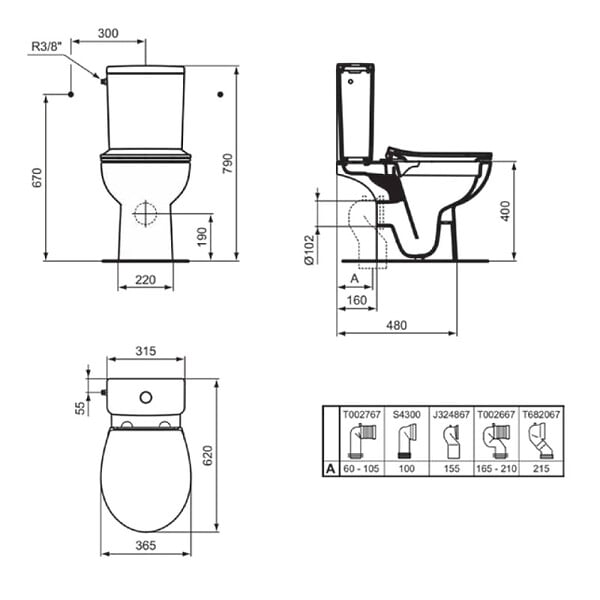 IDEAL STANDARD - WC à poser sans bride sortie horizontale TIRSO RimLS+ avec abattant frein de chute - large