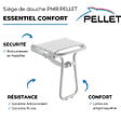 PELLET - Pack avec siège de douche PMR escamotable blanc brillant + 2 barres d'appui 42,5 cm - vignette
