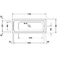 DURAVIT - Baignoire droite D-Code bonde au cente 170 x 70 cm + Pare bain AURYS Raywall noir mat version gauche - vignette