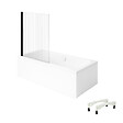 VILLEROY ET BOCH - Baignoire droite Architectura avec pieds 170 x 75 cm Blanc + Pare bain gauche AURYS Raywall Noir mat - vignette