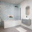VITRA - Baignoire rectangulaire VitrA Neon 170x75cm + Pare bain droit AURYS Raywall noir mat profilé droite - vignette