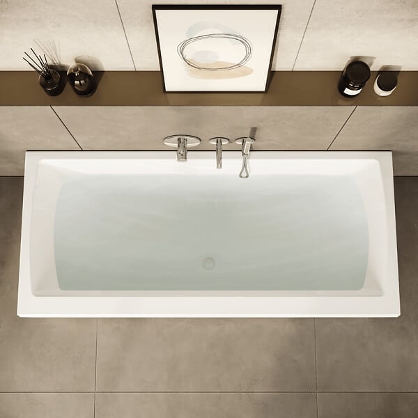 VITRA - Baignoire rectangulaire VitrA Neon 170x75cm + Pare bain droit AURYS Raywall noir mat profilé droite - large
