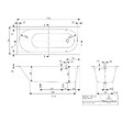 VILLEROY ET BOCH - Baignoire droite  Oberon quaryl 170 x 75 cm  + Pare bain droite AURYS Raywall Noir mat - vignette