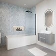 VILLEROY ET BOCH - Baignoire droite  Oberon quaryl 160 x 75 cm  + Pare bain droite AURYS Raywall Noir mat - vignette