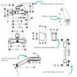 HANSGROHE - Pack mitigeur bain mécanique Logis + Pommeau Crometta EcoSmart + Flexible Isiflex + Support et colonnettes Chromé - vignette