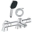GROHE - Pack mitigeur bain douche thermostatique Grohtherm 800 + douchette carré  2 jets + flexible - vignette
