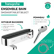 HANSGROHE - Pack mitigeur bain douche thermostatique ShowerTablet Select + Flexible Designflex + Pommeau douche Vernis Blend Chromé - vignette