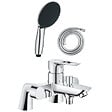 GROHE - Pack mitigeur bain douche mécanique Start Loop + douchette ronde  2 jets + flexible - vignette