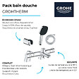 GROHE - Pack mitigeur bain douche thermostatique Grohtherm 800 + douchette carré  2 jets + flexible + support - vignette