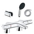 GROHE - Pack mitigeur bain douche thermostatique Precision Trend + douchette ronde 2 jets + flexible + support - vignette