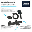 GROHE - Pack mitigeur Thermostatique bain douche Precision Start + Douchette 2 jets Vitalio Comfort 110 avec flexible et support - vignette