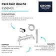 GROHE - Pack mitigeur mécanique Essence avec colonnettes + Douchette 1 jet Vitalio Get Stick + Flexible 1750 mm et support - vignette