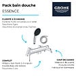 GROHE - Pack mitigeur bain douche mécanique Essence + douchette ronde  2 jets + flexible - vignette