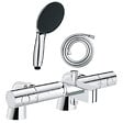 GROHE - Pack mitigeur bain douche thermostatique Grohtherm 800 cosmopolitan + douchette ronde  2 jets + flexible - vignette
