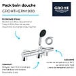 GROHE - Pack mitigeur bain douche thermostatique Grohtherm 800 cosmopolitan + douchette ronde  2 jets + flexible - vignette