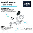 GROHE - Pack mitigeur bain douche thermostatique Precision Get + douchette carré  2 jets + flexible + support - vignette