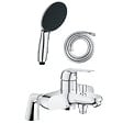 GROHE - Pack mitigeur bain douche mécanique Swift + douchette ronde  2 jets + flexible - vignette