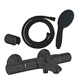 GROHE - Pack mitigeur thermostatique bain douche Precision Start noir mat + Douchette 2 jets Vitalio Start 110 + flexible + support - vignette