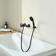 GROHE - Pack mitigeur thermostatique bain douche Precision Start noir mat + Douchette 2 jets Vitalio Start 110 + flexible + support - vignette