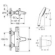 GROHE - Pack mitigeur thermostatique bain douche Precision Start noir mat + Douchette 2 jets Vitalio Start 110 + flexible + support - vignette